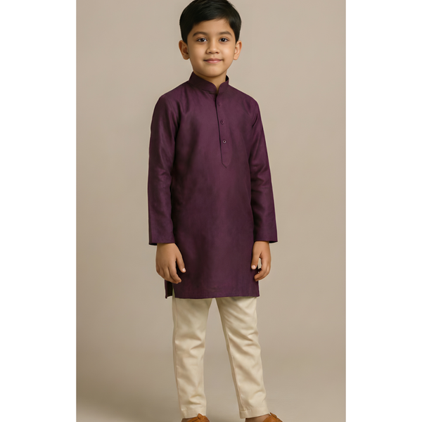 CLASSIC RAW SILK_WINE_BOY KID SET