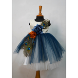 Elegant Peacock Feather Theme Girls Dress