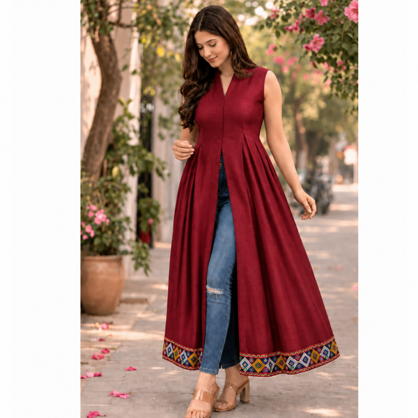Navaratri Rangoli Radiance Raw Silk - Mom Dress
