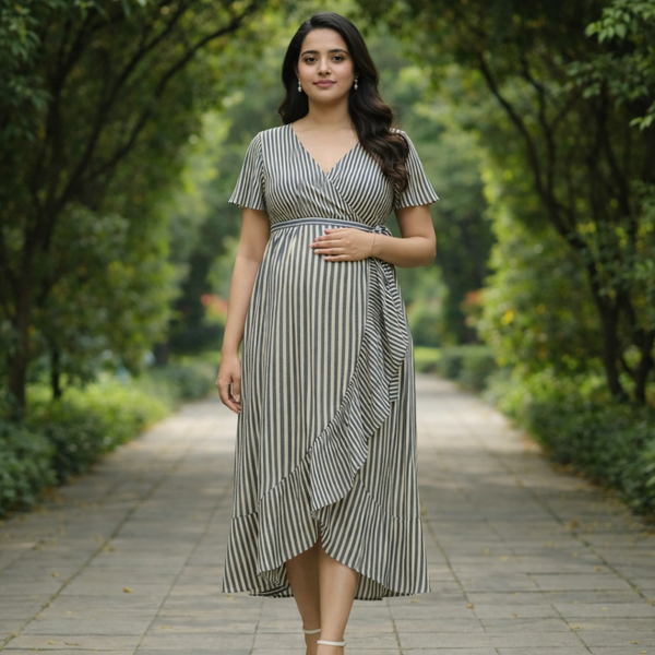 Blue Striped  Cotton Customised Maternity wear Collection