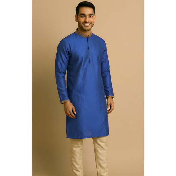 TIMELESS RAW SILK_BLUE_DAD SET
