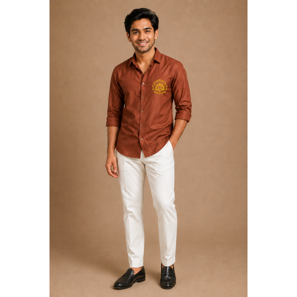Vinayagar Chaturthi Burnt Orange Colour - Dad Shirt