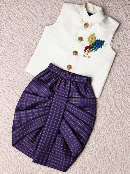 Royal Purple Embroidered Ethnic Dhoti Set