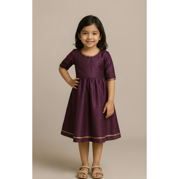 CLASSIC RAW SILK_WINE_GIRL KID SET