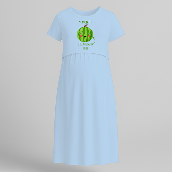 "9 Month - Little Watermelon Inside "- Comfort Fit Maternity Maxi Dress With Prints