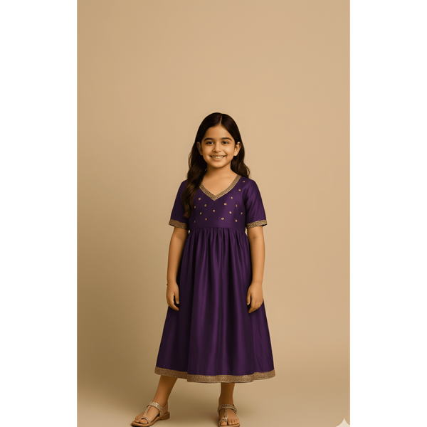 TIMELESS RAW SILK_PURPLE_GIRL KID SET