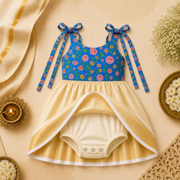 Meadow Bloom Tie-Shoulder Baby Frock