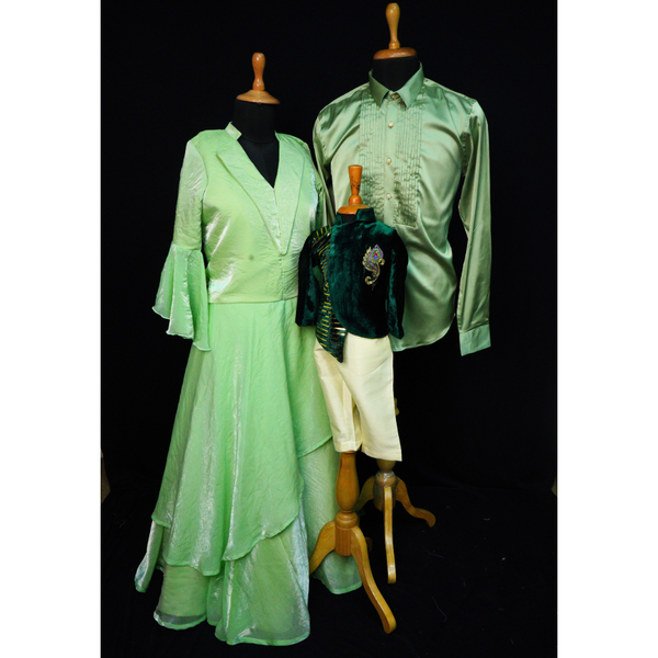 Mint Green Family Matching Outfit Set-Dad, Mom and Son.