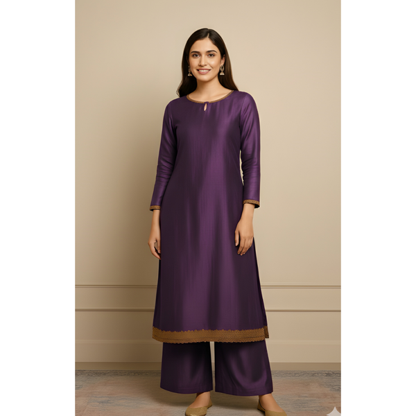 HERITAGE RAW SILK_PURPLE_MOM SET