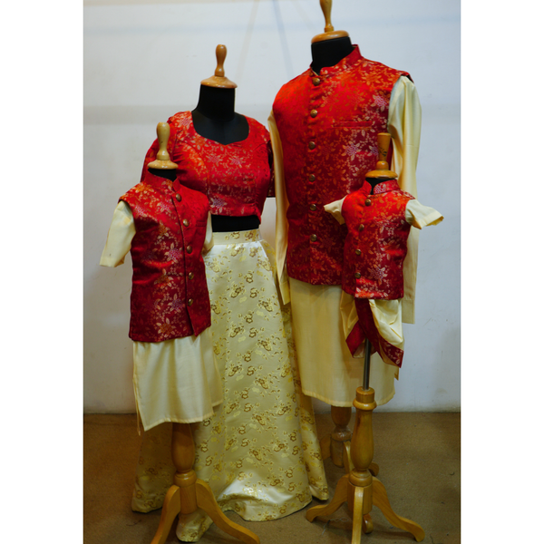 Classic Royal Red Family Celebration Set-Dad,Mom and son.