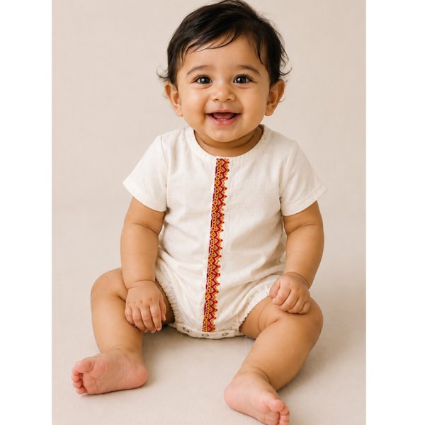 Printed Placket - Baby Romper
