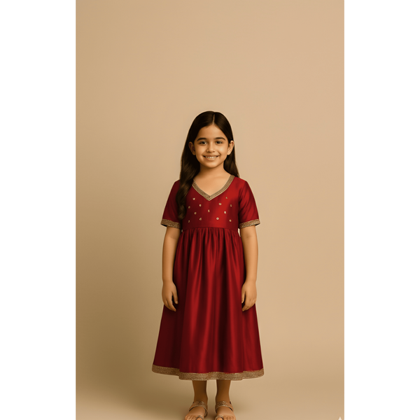 TIMELESS RAW SILK_RED_GIRL KID SET
