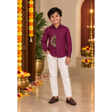 Navaratri Mandala Raw Silk - Boy Kid Shirt