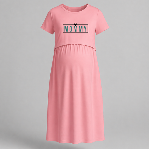 Mommy Typography Printed Maternity Maxi Dress