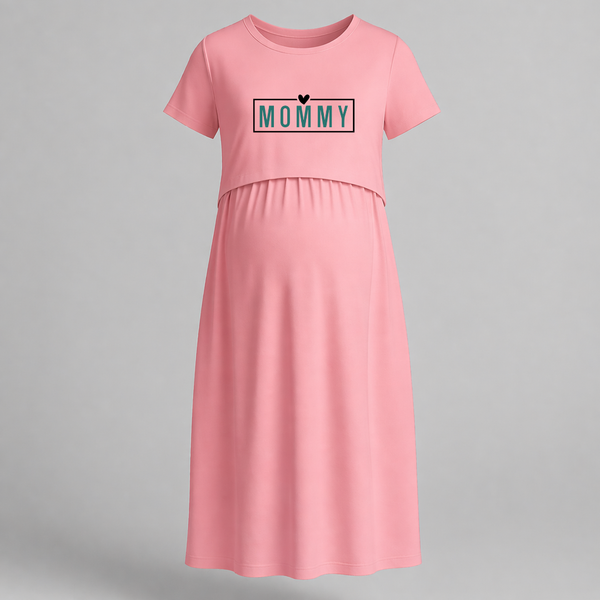 Mommy Typography Printed Maternity Maxi Dress