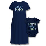 “Lucky Mama & Mini Charm Matching Maternity & Baby Outfit Set"