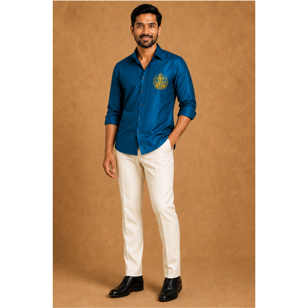 Vinayagar Chaturthi Peacock Colour - Dad Shirt