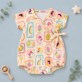 Tropical Fruit Print Wrap-Style Baby Romper