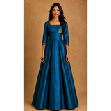 Vinayagar Chaturthi Peacock Colour-Mom Dress