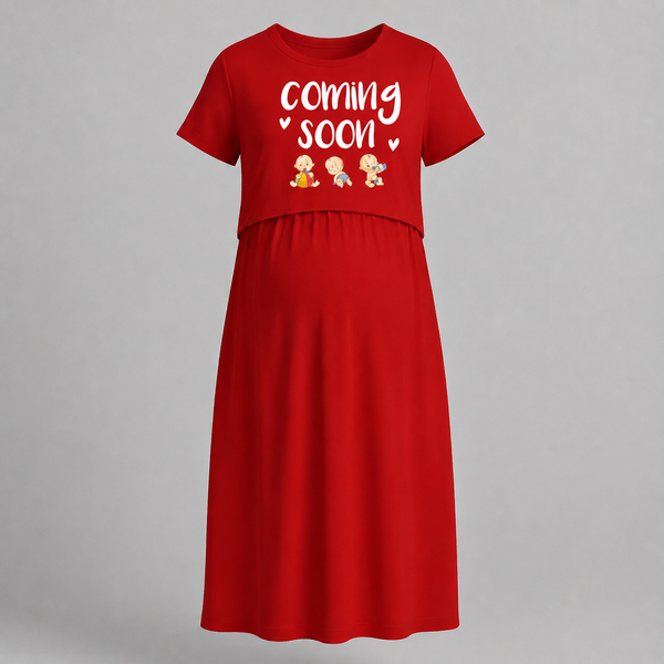 "Baby Coming Soon "- Comfort Fit Maternity Maxi Dress With Prints