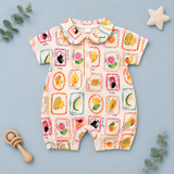Tropical Fruit Print Peter Pan Collar Baby Romper Suit