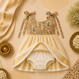Peacock Garden Tie-Shoulder Baby Frock
