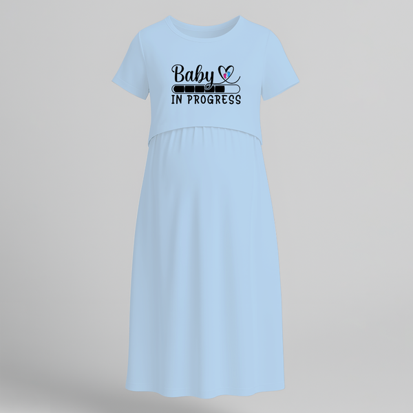 "Baby In Progress " - Comfort Fit Maternity Maxi Dress With Prints