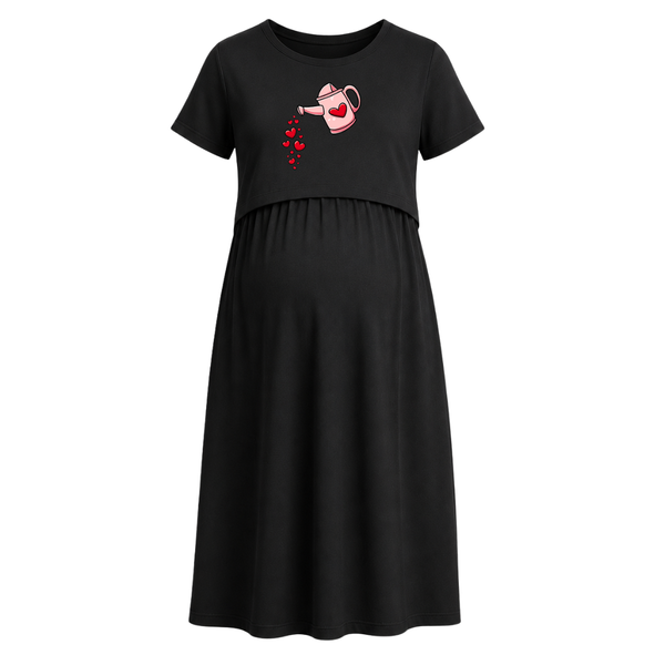 Love Watering Can Graphic Maternity Maxi Dress