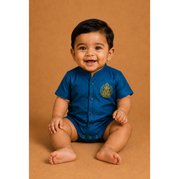 Vinayagar Chaturthi Peacock Colour- Baby Romper