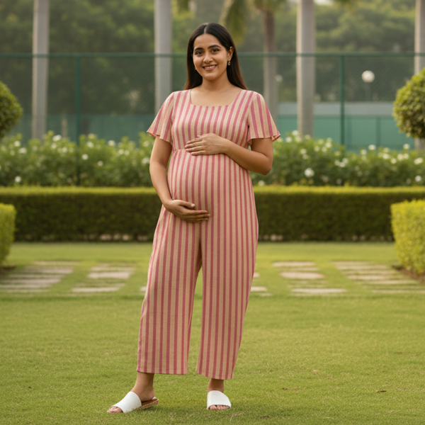 Rosewood Stripe Cotton Customised Maternity Wear