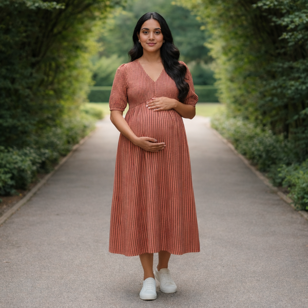 Terracotta Stripe Cotton Customised Maternity Wear Collection