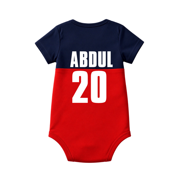 Navy & Red Color-Block Baby Romper – Minimalist Everyday Comfort