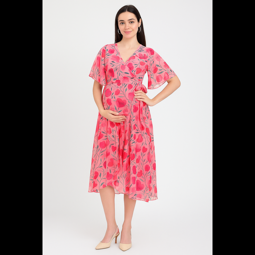 Blossom Pink Floral Midi Dress