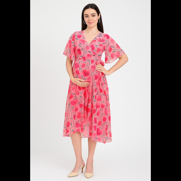 Blossom Pink Floral Midi Dress