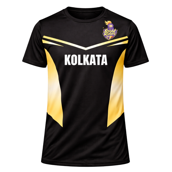 Kolkata Inspired Cricket Fan Jersey T-Shirt – Black Gold Edition