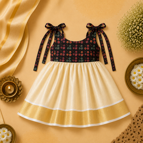 Midnight Floral Tie-Shoulder Baby Frock