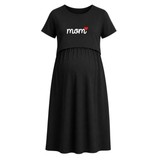 Mom Heart Statement Printed Maternity Maxi Dress
