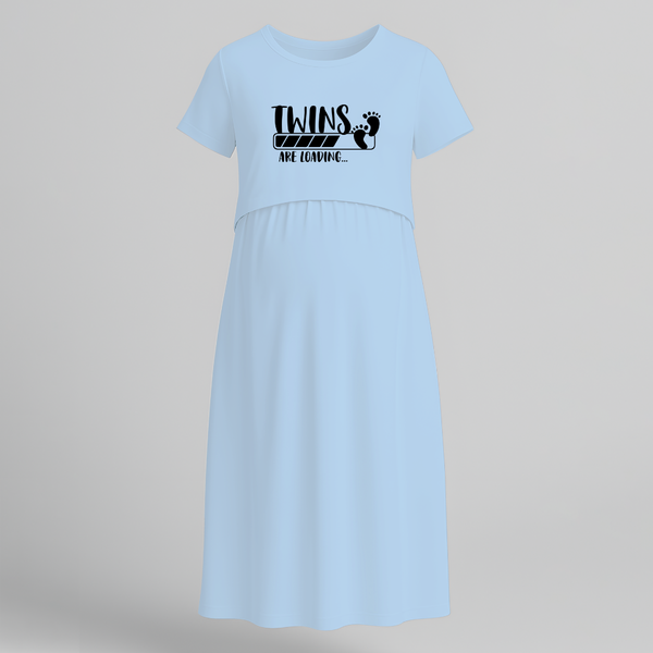 "Twins Are Loading…. "- Comfort Fit Maternity Maxi Dress With Prints