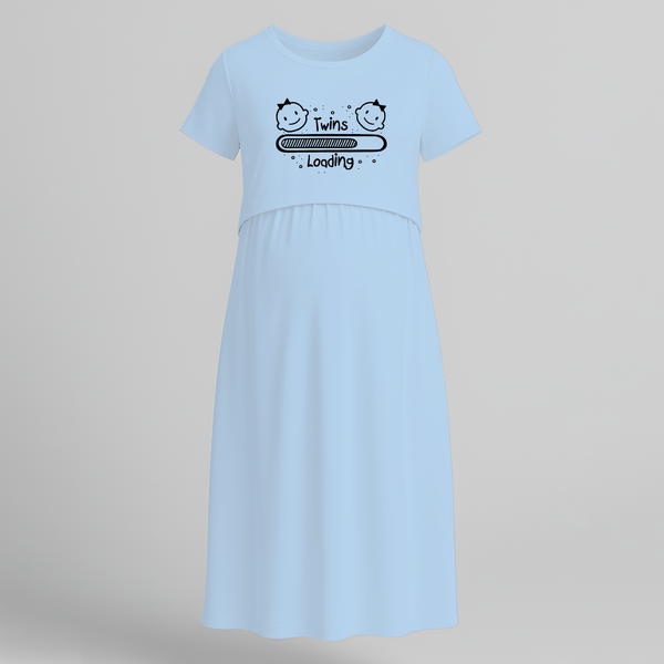 "Twins Loading…. "- Comfort Fit Maternity Maxi Dress With Prints