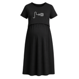 Little Connection Line Art Printed Maternity Maxi Dress