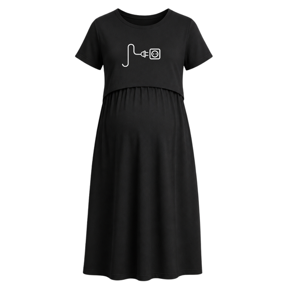 Little Connection Line Art Printed Maternity Maxi Dress