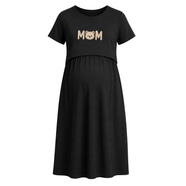 Bear Hug Mom Graphic Maternity Maxi Dress