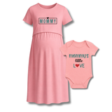 "Mommy & Me  Maternity Dress Set – Mommy’s Little Love  Baby Bodysuit"