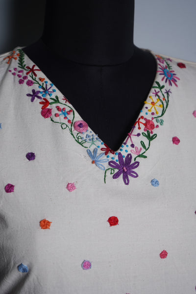 Year-end Sale : Hand embroidered Khadi dress