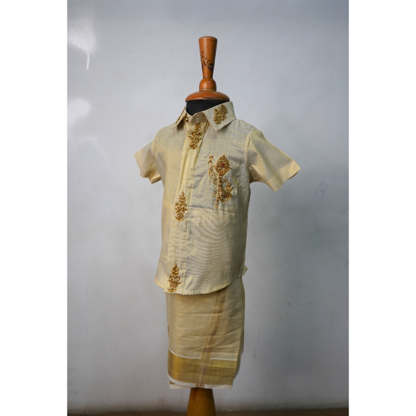 Royal Ivory Silk Shirt & Dhoti Set for Boys