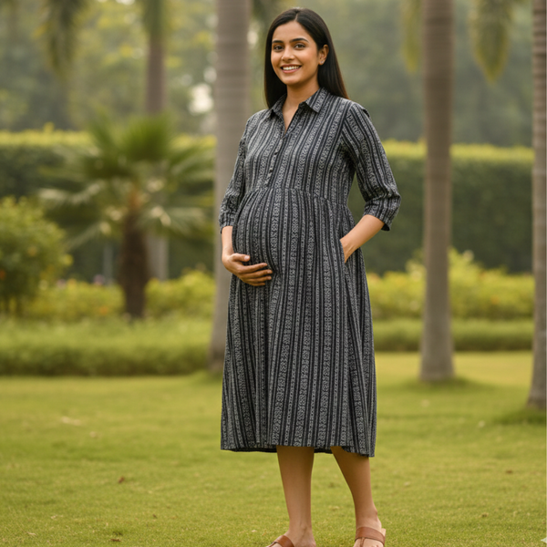 Ebony Lineart Cotton Customised Maternity Wear.