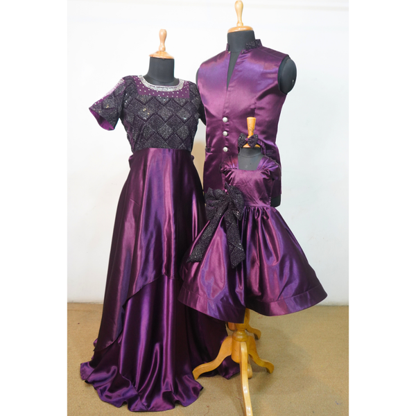Royal Plum Elegance Family Matching Outfit Set
