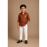 Vinayagar Chaturthi Burnt Orange Colour-Boy Kid Shirt