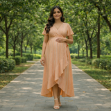 Peach Meadow Stripes Cotton Customised Maternity Wear.