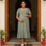 Sage Leaf Cotton Customised Maternity Wear.